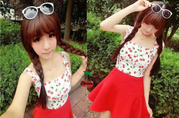 Baju Mini Dress Pendek "Red Cherry" Cantik Model Terbaru & Murah
