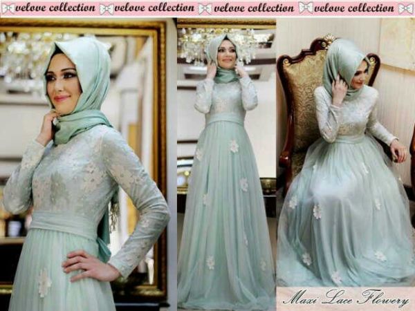 Pakaian Long Dress Muslim Hijab Cantik "Maxi Flower" Model Terbaru & Murah