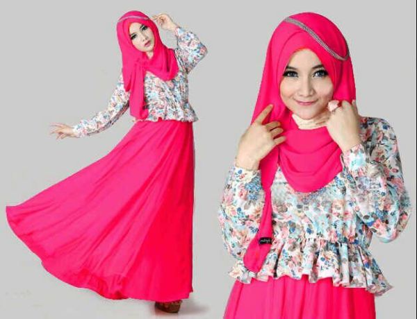 Setelan Baju Long Dress Muslim Hijab Cantik "Maxi Kenyo" Model Terbaru & Murah