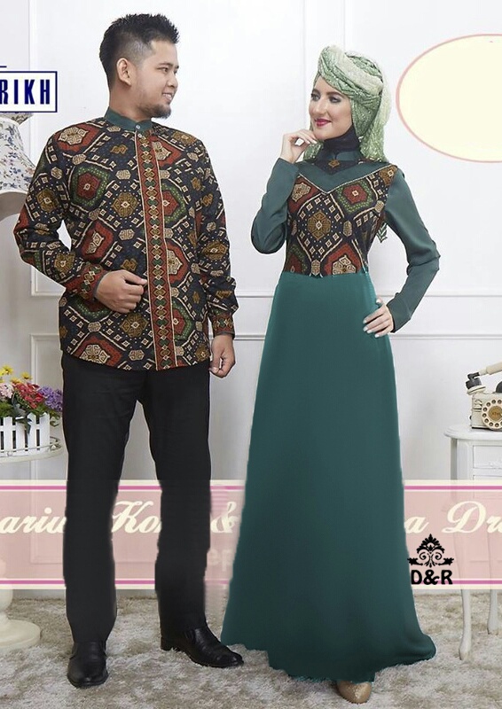 Baju Model Batik Couple Long Dress Desain Etnik Cantik Modern & Terbaru