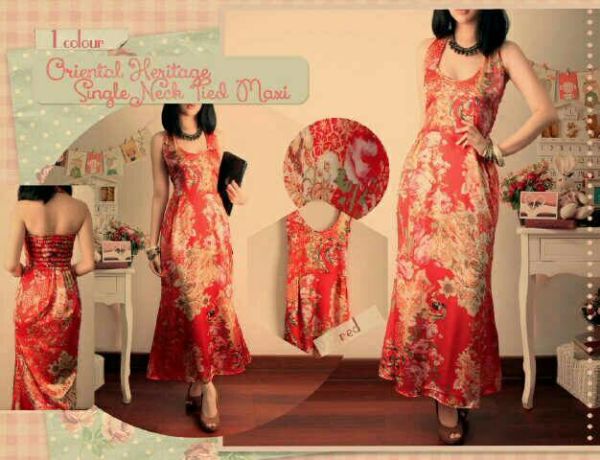 Baju Long Dress Modern Desain Oriental Cantik Model Terbaru Murah