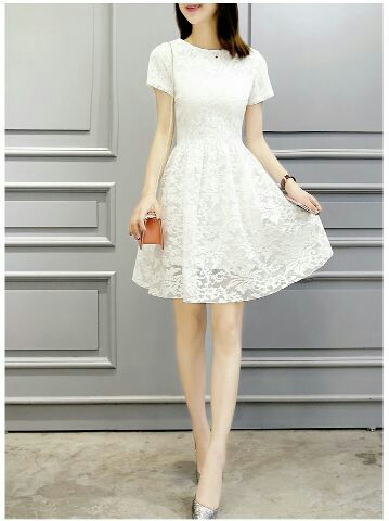  Baju  Dress Pendek  Brukat Putih Cantik Murah Model  Terbaru 