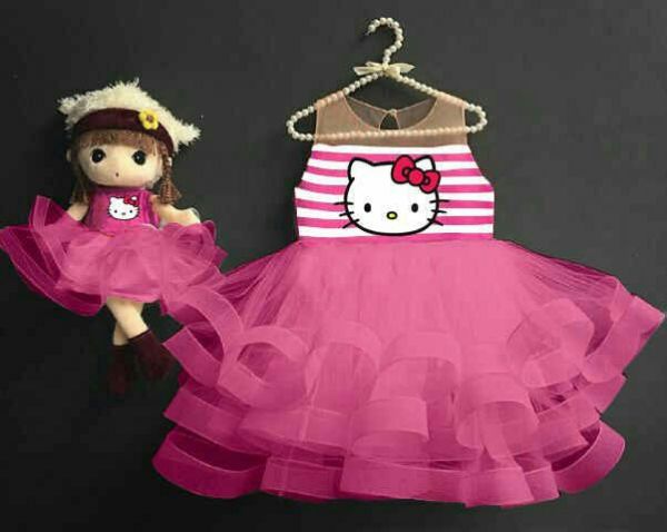 Baju Dress Anak Perempuan Desain Tutu Hello Kitty Cantik Lucu