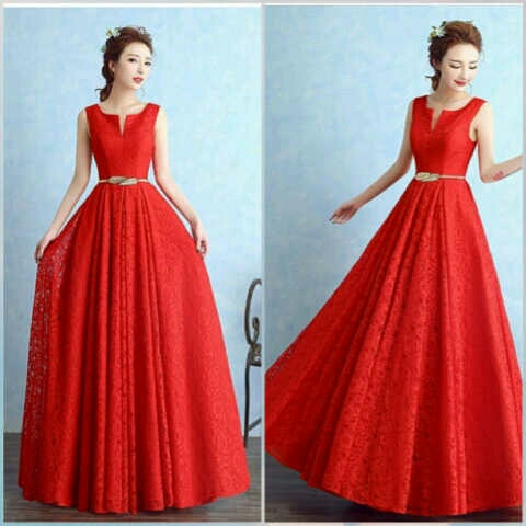 Baju Gaun Long Dress Merah Model Terbaru Cantik dan Murah
