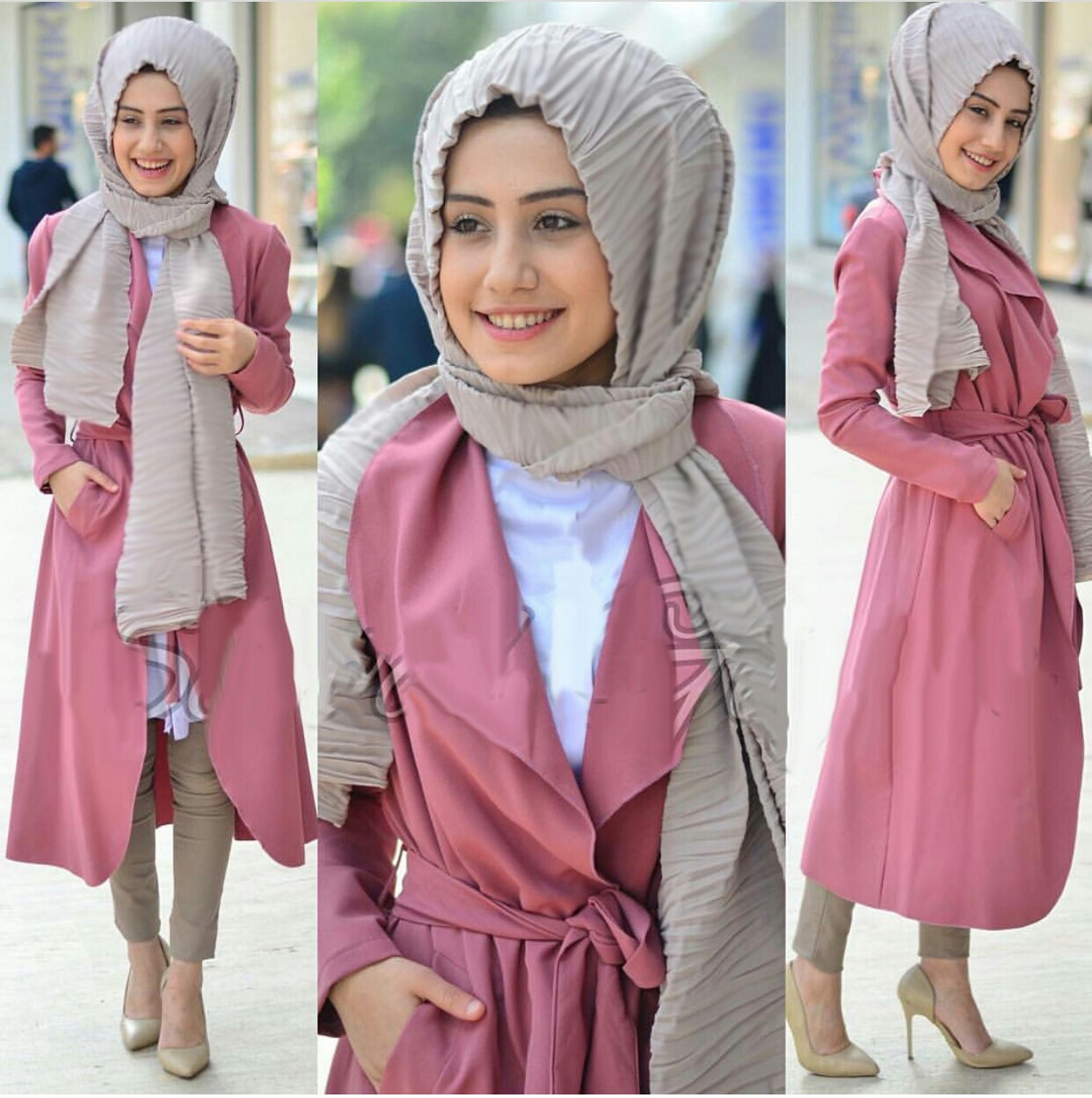 Setelan Hijab Celana Modis Murah Desain 4 In 1 Long Cardigan
