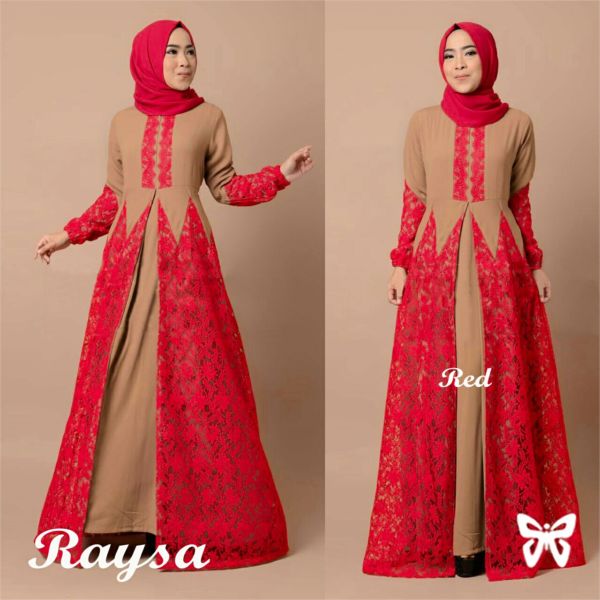 Model Gamis Terbaru Long Dress Muslim Cantik Kombinasi Brukat