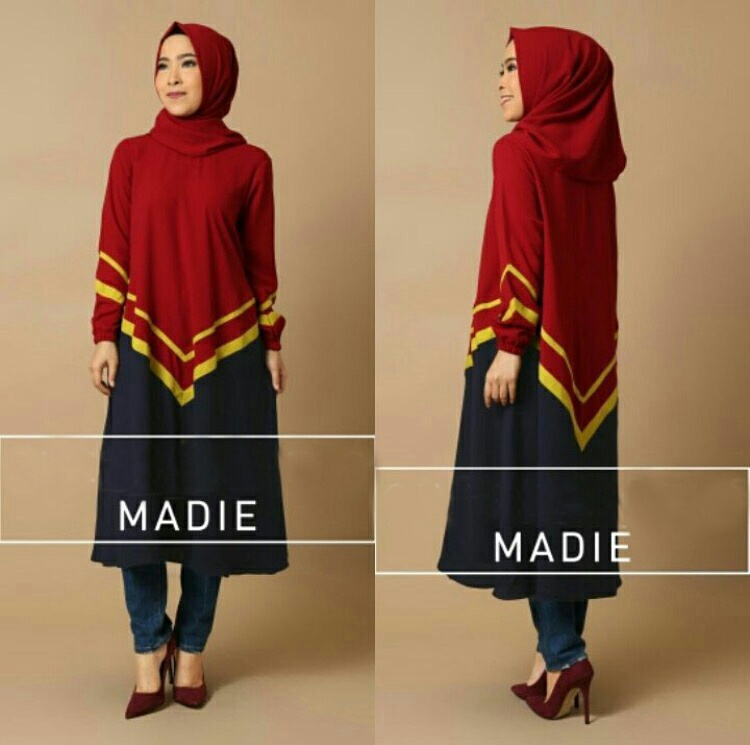 Setelan Baju Tunik Hijab Model Terbaru Modis Cantik Modern 