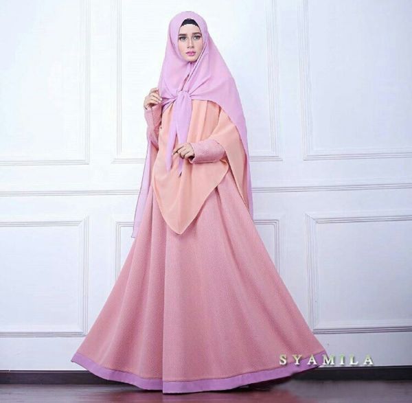 Model Baju Gamis Syari Setelan Hijab Modern Modis Terbaru