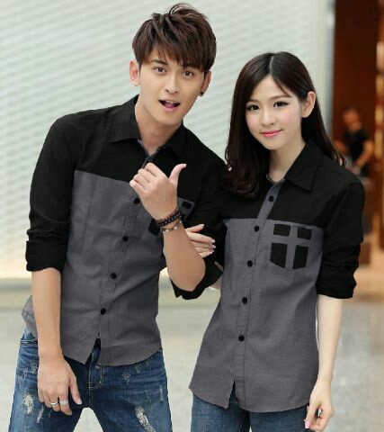  Baju  Couple  Hem  Lengan Panjang Warna Kombinasi Model  