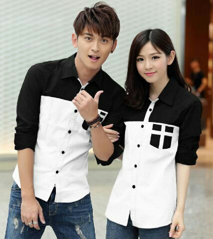 Baju  Couple  Hem Lengan Panjang Warna  Kombinasi Model 