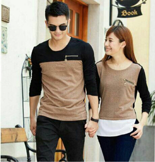  Baju  Kaos Couple Lengan Panjang Warna  Kombinasi Model 