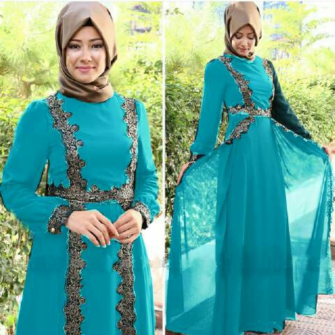  Model  Baju  Gamis  Long Dress  Muslim Cantik Modern Terbaru  