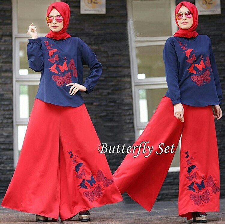 Setelan Hijab  Modis 3 in 1 Baju dan Celana  Kulot  Model  