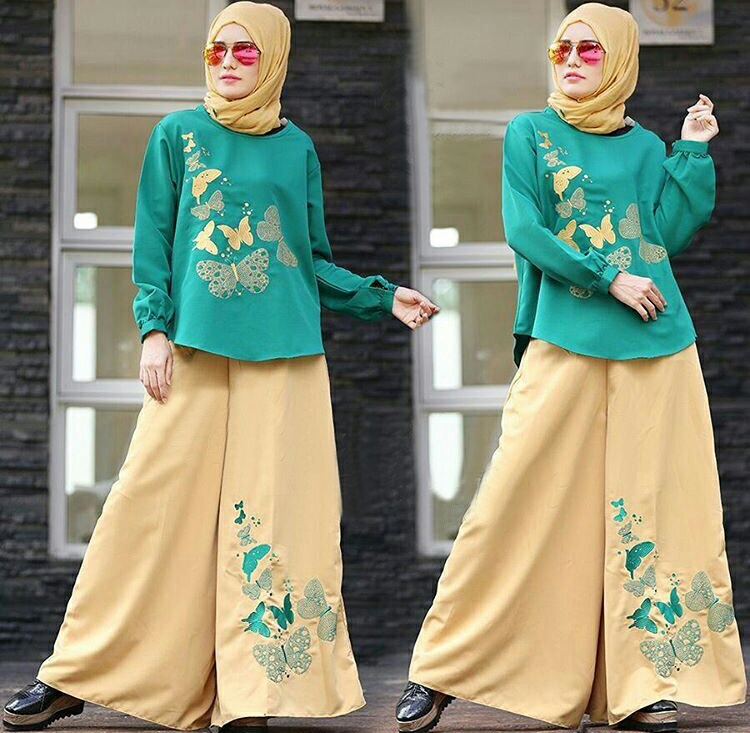 Setelan Hijab Modis 3 in 1 Baju dan Celana Kulot Model 