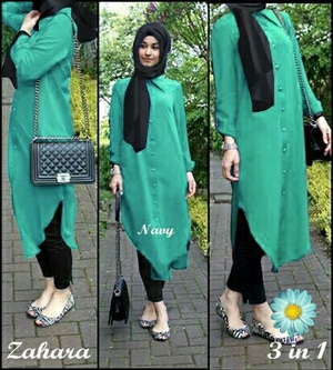 Model Baju Setelan Hijab Celana Tunik Modis Modern Terbaru 