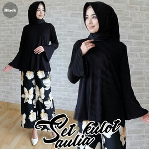 Baju Muslim Wanita Setelan Celana  Kulot  Motif Bunga Model  
