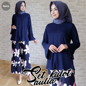  Baju Muslim Wanita Setelan Celana Kulot Motif Bunga Model 