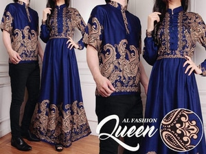  Baju  Couple Kemeja Gamis Motif Batik  Muslim Model Terbaru 