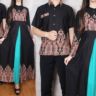 Baju Couple Muslim Long Dress Gamis Kemeja Motif Batik Modern