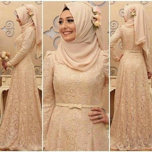 Baju Gamis Long Dress Hijab Bahan Brukat Modern Model 