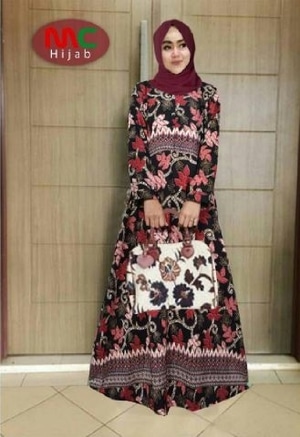  Baju  Gamis Setelan Hijab  Motif Batik  Modern  Model Terbaru 