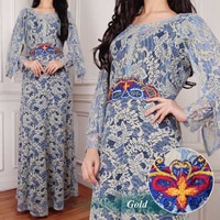  Baju  Long Dress  Kaftan Brukat Bordir Cantik Modern Model  