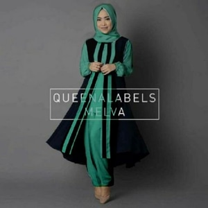 Setelan Hijab Baju Muslim Tunik Celana Modis Modern Model 