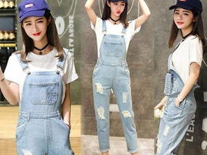 Baju Jumpsuit Celana Kodok Panjang Wanita Bahan Jeans Model Terbaru