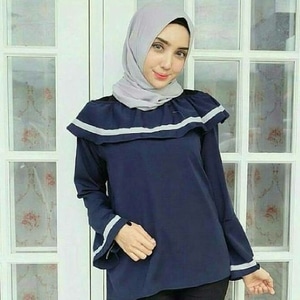 Model  Baju  Atasan Blouse Wanita Muslim Lengan Panjang 