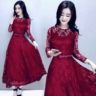 Model Baju Long Dress Bahan Brukat Panjang Modern Cantik Terbaru