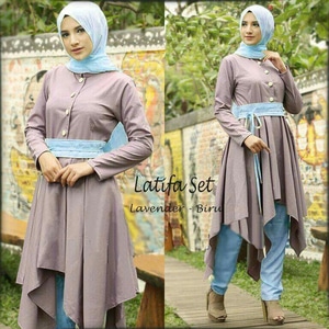 Setelan Baju Muslim Hijab  Tunik Celana  3 in 1 Wanita  Model  