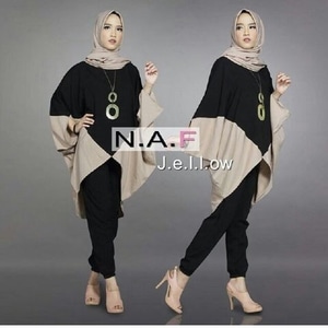 Setelan Hijab Modis Baju Batwing dan Celana 3 in 1 Modern Model Terbaru
