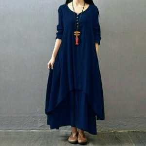 Baju Dress Panjang Long Dress Gamis  Susun Polos Modern  