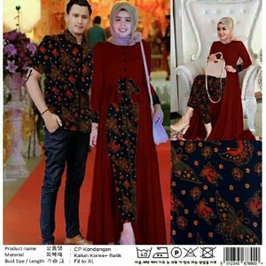 Setelan Baju Long Tunik dan Kemeja Couple Muslim Motif Batik Modern Model Terbaru