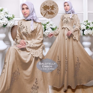  Baju  Gamis Long  Dress  Muslim Bahan Ballotelly Modern Model  