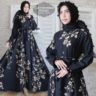 Baju Gamis Long Dress Muslim Catherina Motif Modern Model Terbaru