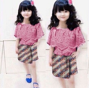 Setelan Baju dan Rok  Mini Batik  Anak  Perempuan Modern 