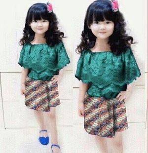 Setelan Baju dan Rok Mini Batik  Anak  Perempuan  Modern 