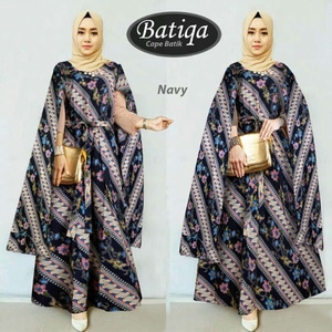 Baju Gamis Long Dress Muslim Kaftan Motif Batik Modern