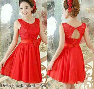 Baju Mini Dress Pendek Pesta Warna Merah Model Terbaru