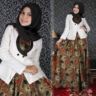Setelan Baju Blazer dan Long Dress Muslim Motif Batik