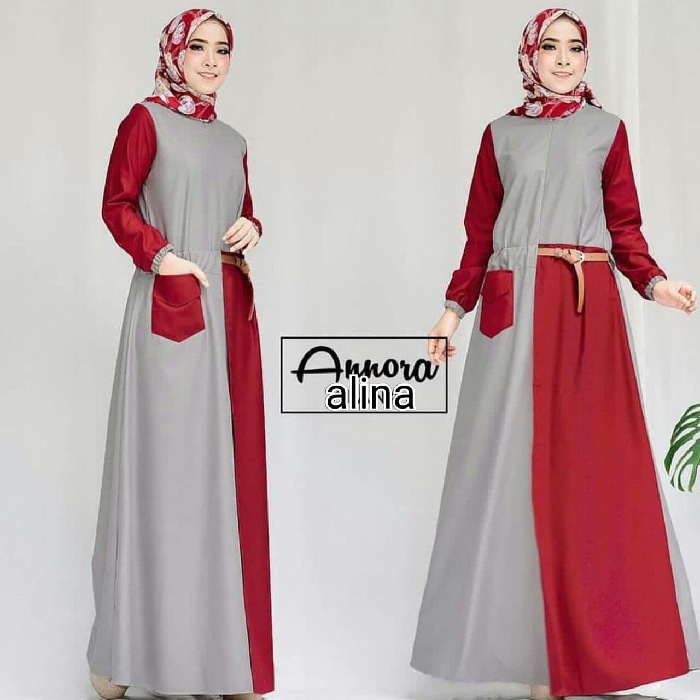  Baju  Gamis  Long Dress Hijab Warna Kombinasi  Modern RYN 