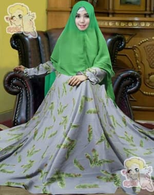 Model Baju  Gamis  Syari  Motif Daun Modern Terbaru RYN Fashion