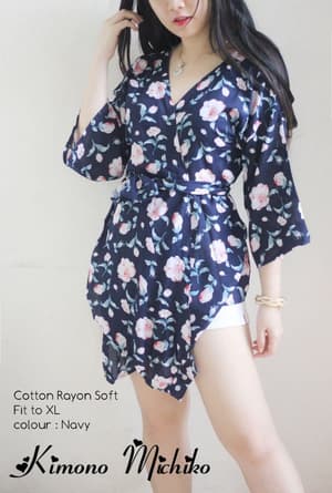 Baju  Blouse Atasan Wanita  Motif Model Kimono  Terbaru RYN 