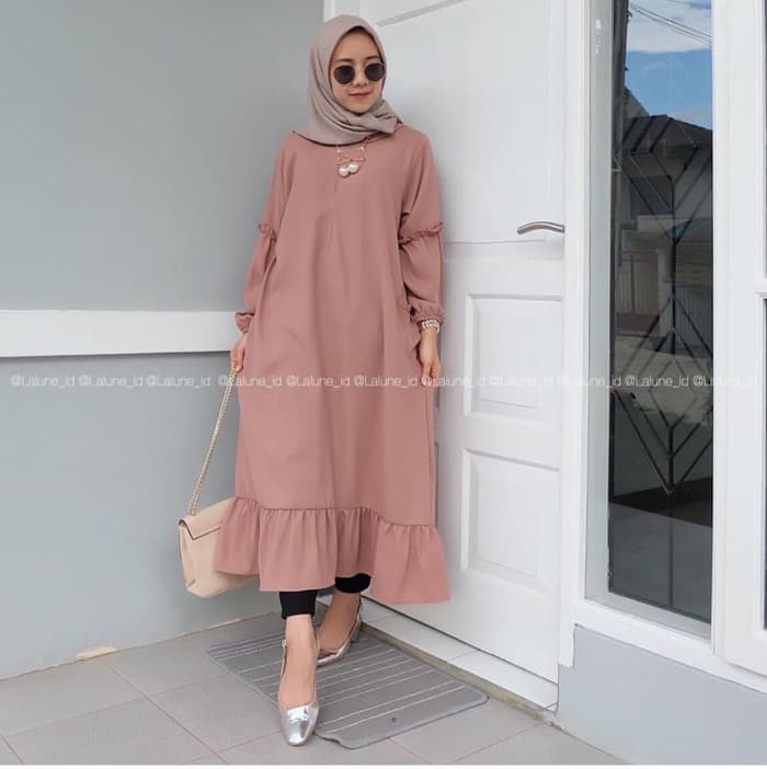  Baju Atasan Muslim Wanita Tunik Polos Model Terbaru RYN 
