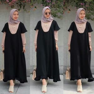Baju Gamis  Long Dress Muslim Kombinasi  Warna  RYN Fashion