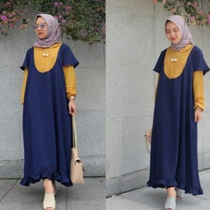 Baju  Gamis Long Dress Muslim Kombinasi  Warna  RYN Fashion