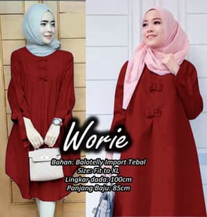 Model Baju  Tunik Pita Blouse Hijab Lengan Panjang RYN 