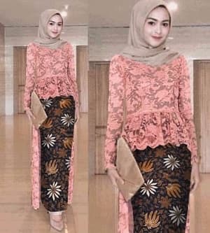 Setelan Baju  Kebaya Brukat dan Rok  Batik  Muslim RYN Fashion