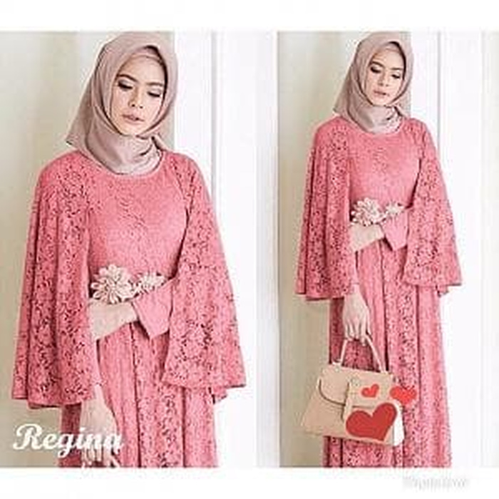  Model Baju Gamis Long Dress Hijab Brukat Terbaru RYN Fashion